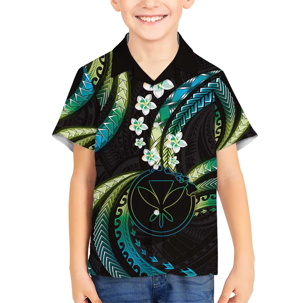 Hawaii Map Kanaka Maoli Family Matching Short Sleeve Bodycon Dress and Hawaiian Shirt Fantastic Frangipani Chartreuse Cyan LT01 Son's Shirt Cyan - Polynesian Pride