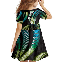 Hawaii Map Kanaka Maoli Family Matching Summer Maxi Dress and Hawaiian Shirt Fantastic Frangipani Chartreuse Cyan LT01 - Polynesian Pride