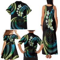 Hawaii Map Kanaka Maoli Family Matching Tank Maxi Dress and Hawaiian Shirt Fantastic Frangipani Chartreuse Cyan LT01 - Polynesian Pride