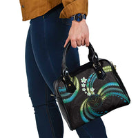 Hawaii Map Kanaka Maoli Shoulder Handbag Fantastic Frangipani Chartreuse Cyan