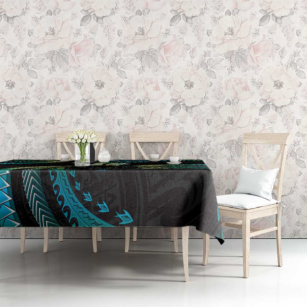 Hawaii Map Kanaka Maoli Tablecloth Fantastic Frangipani Chartreuse Cyan