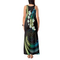Hawaii Map Kanaka Maoli Tank Maxi Dress Fantastic Frangipani Chartreuse Cyan