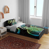 Hawaii King Kamehameha Bedding Set Fantastic Plumeria Chartreuse Cyan