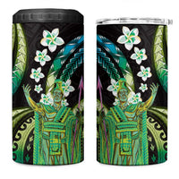 Hawaii King Kamehameha 4 in 1 Can Cooler Tumbler Fantastic Plumeria Chartreuse Cyan LT01 One Size: 16 oz Cyan - Polynesian Pride