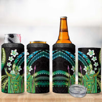 Hawaii King Kamehameha 4 in 1 Can Cooler Tumbler Fantastic Plumeria Chartreuse Cyan LT01 - Polynesian Pride
