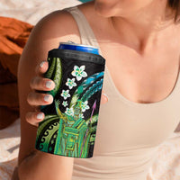Hawaii King Kamehameha 4 in 1 Can Cooler Tumbler Fantastic Plumeria Chartreuse Cyan LT01 - Polynesian Pride