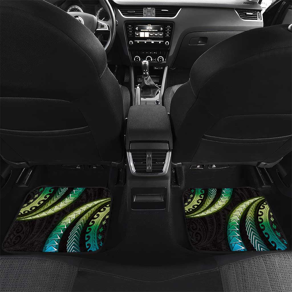 Hawaii King Kamehameha Car Mats Fantastic Plumeria Chartreuse Cyan