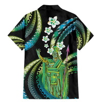 Hawaii King Kamehameha Family Matching Mermaid Dress and Hawaiian Shirt Fantastic Plumeria Chartreuse Cyan LT01 - Polynesian Pride