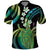 Hawaii King Kamehameha Polo Shirt Fantastic Plumeria Chartreuse Cyan
