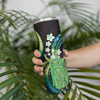 Hawaii King Kamehameha Skinny Tumbler Fantastic Plumeria Chartreuse Cyan LT01 - Polynesian Pride