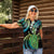 Hawaii King Kamehameha Women Polo Shirt Fantastic Plumeria Chartreuse Cyan