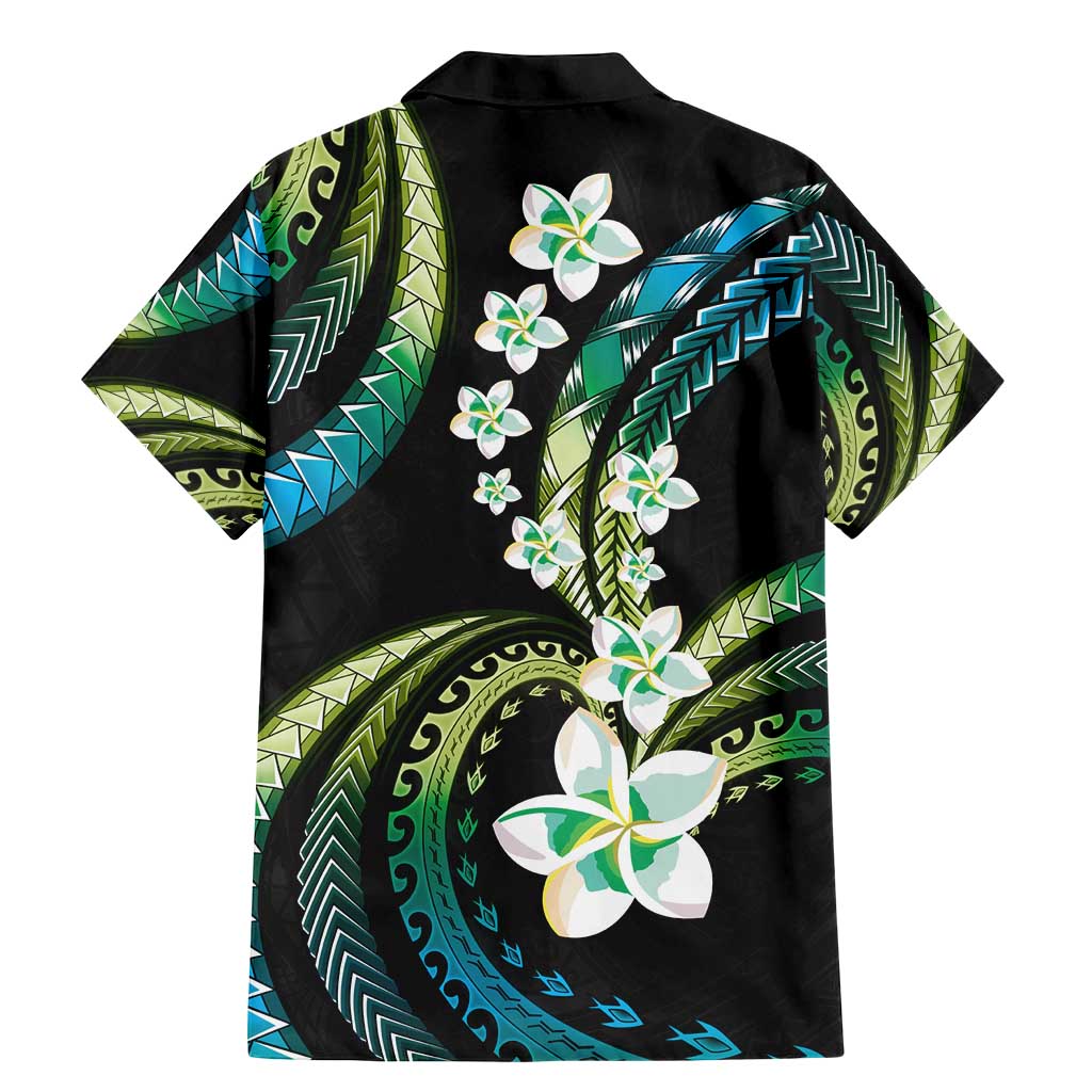 Hawaii Plumeria Family Matching Mermaid Dress and Hawaiian Shirt Chartreuse Cyan Polynesian Pattern LT01 - Polynesian Pride