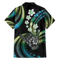 Hawaii Shaka Sign Family Matching Puletasi and Hawaiian Shirt Fantastic Frangipani Chartreuse Cyan LT01 - Polynesian Pride