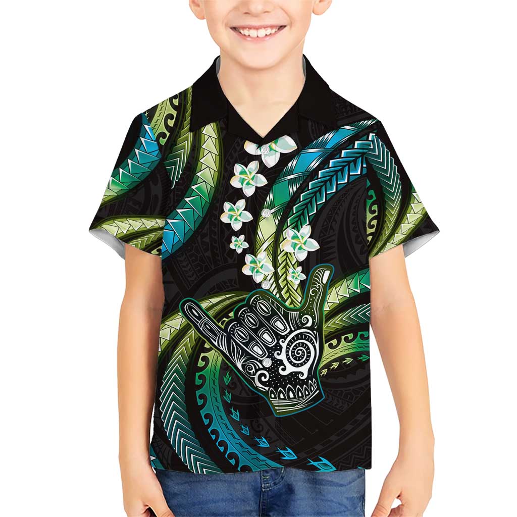 Hawaii Shaka Sign Hawaiian Shirt Fantastic Frangipani Chartreuse Cyan