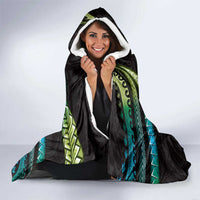 Hawaii Shaka Sign Hooded Blanket Fantastic Frangipani Chartreuse Cyan