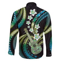 Hawaiian Ukulele Family Matching Summer Maxi Dress and Hawaiian Shirt Chartreuse Cyan Fantastic Plumeria LT01 - Polynesian Pride