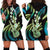 Hawaiian Ukulele Hoodie Dress Chartreuse Cyan Fantastic Plumeria