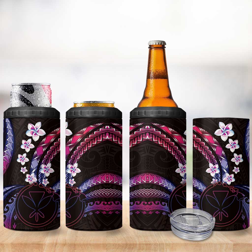 Hawaii Map Kanaka Maoli 4 in 1 Can Cooler Tumbler Fantastic Frangipani Sweet Dream LT01 - Polynesian Pride