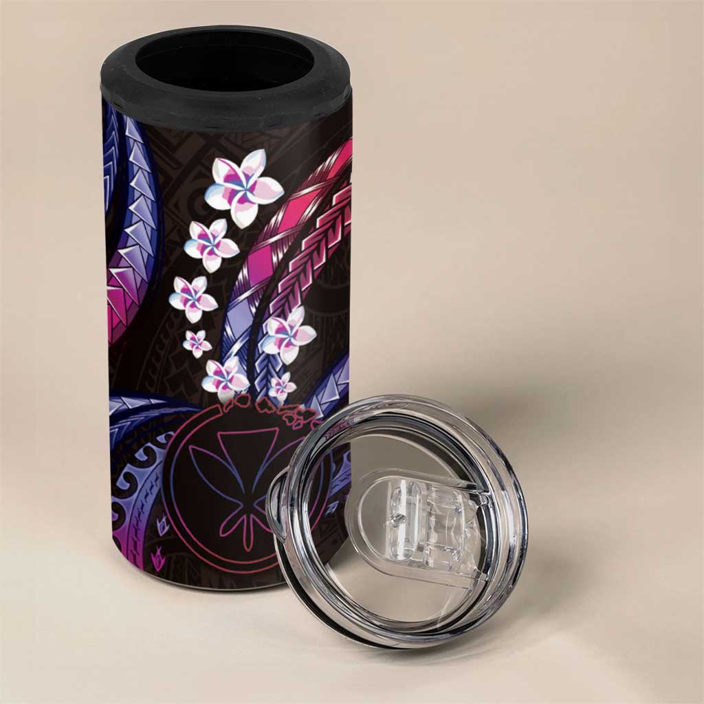Hawaii Map Kanaka Maoli 4 in 1 Can Cooler Tumbler Fantastic Frangipani Sweet Dream LT01 - Polynesian Pride