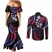 Hawaii Map Kanaka Maoli Couples Matching Mermaid Dress and Long Sleeve Button Shirt Fantastic Frangipani Sweet Dream LT01 - Polynesian Pride