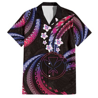 Hawaii Map Kanaka Maoli Family Matching Off The Shoulder Long Sleeve Dress and Hawaiian Shirt Fantastic Frangipani Sweet Dream LT01 Dad's Shirt - Short Sleeve Pink - Polynesian Pride