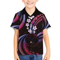 Hawaii Map Kanaka Maoli Family Matching Off Shoulder Maxi Dress and Hawaiian Shirt Fantastic Frangipani Sweet Dream LT01 Son's Shirt Pink - Polynesian Pride