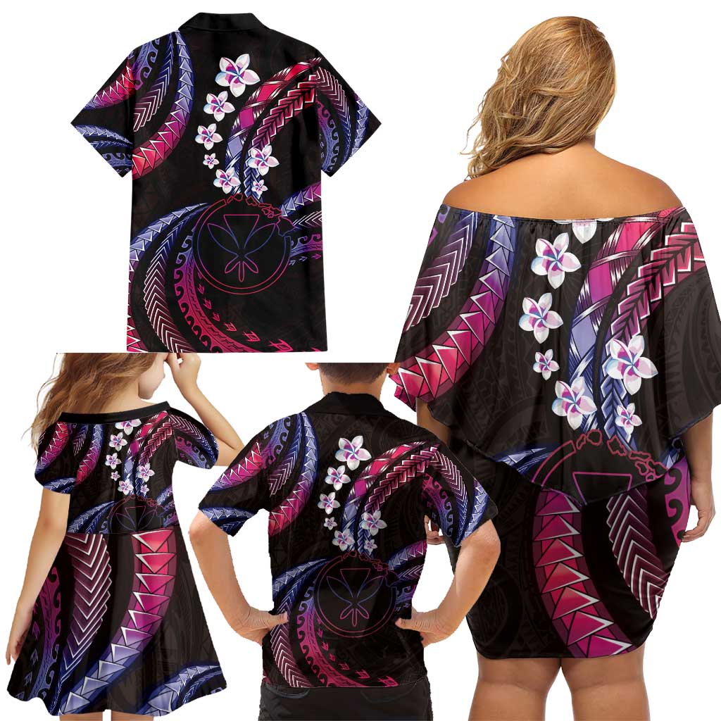 Hawaii Map Kanaka Maoli Family Matching Off Shoulder Short Dress and Hawaiian Shirt Fantastic Frangipani Sweet Dream LT01 - Polynesian Pride