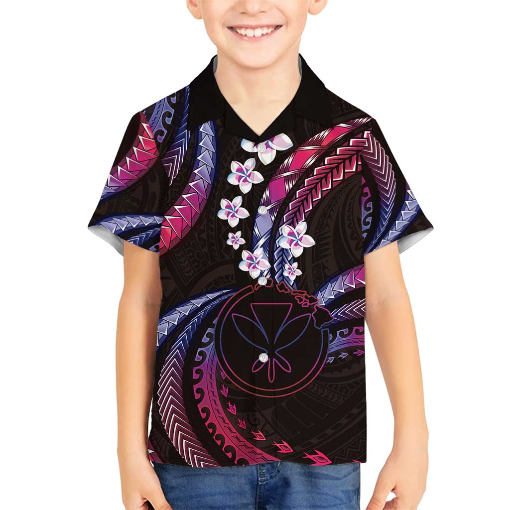 Hawaii Map Kanaka Maoli Family Matching Off Shoulder Short Dress and Hawaiian Shirt Fantastic Frangipani Sweet Dream LT01 Son's Shirt Pink - Polynesian Pride