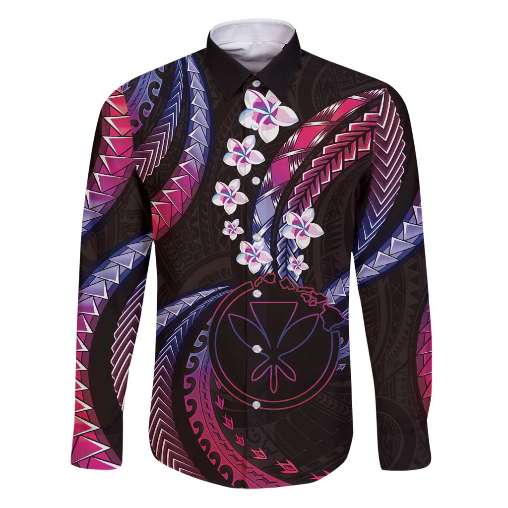 Hawaii Map Kanaka Maoli Family Matching Puletasi and Hawaiian Shirt Fantastic Frangipani Sweet Dream LT01 Dad's Shirt - Long Sleeve Pink - Polynesian Pride