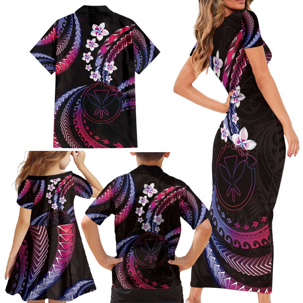 Hawaii Map Kanaka Maoli Family Matching Short Sleeve Bodycon Dress and Hawaiian Shirt Fantastic Frangipani Sweet Dream LT01 - Polynesian Pride