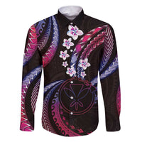Hawaii Map Kanaka Maoli Family Matching Short Sleeve Bodycon Dress and Hawaiian Shirt Fantastic Frangipani Sweet Dream LT01 Dad's Shirt - Long Sleeve Pink - Polynesian Pride