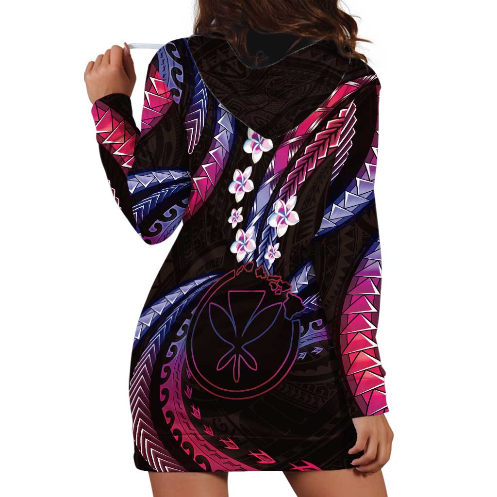 Hawaii Map Kanaka Maoli Hoodie Dress Fantastic Frangipani Sweet Dream LT01 - Polynesian Pride