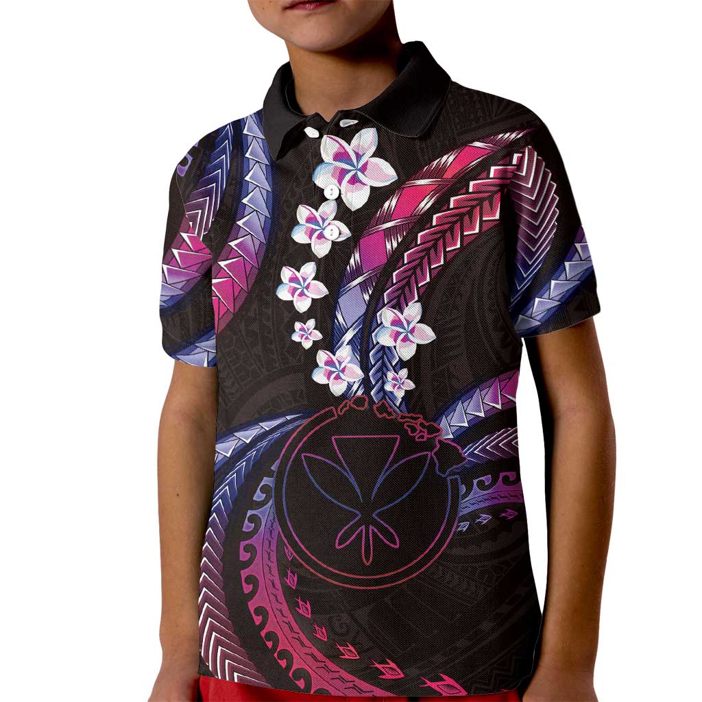 Hawaii Map Kanaka Maoli Kid Polo Shirt Fantastic Frangipani Sweet Dream LT01 Kid Pink - Polynesian Pride