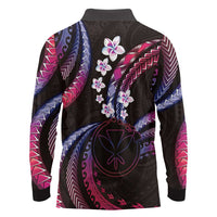 Hawaii Map Kanaka Maoli Long Sleeve Polo Shirt Fantastic Frangipani Sweet Dream LT01 - Polynesian Pride