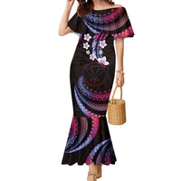 Hawaii Map Kanaka Maoli Mermaid Dress Fantastic Frangipani Sweet Dream LT01 Women Pink - Polynesian Pride