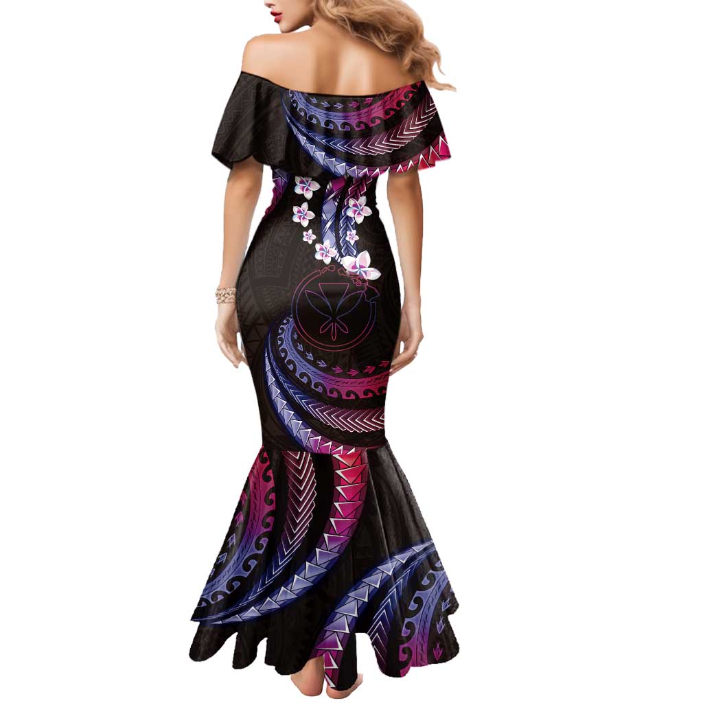 Hawaii Map Kanaka Maoli Mermaid Dress Fantastic Frangipani Sweet Dream LT01 - Polynesian Pride