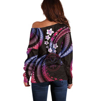 Hawaii Map Kanaka Maoli Off Shoulder Sweater Fantastic Frangipani Sweet Dream