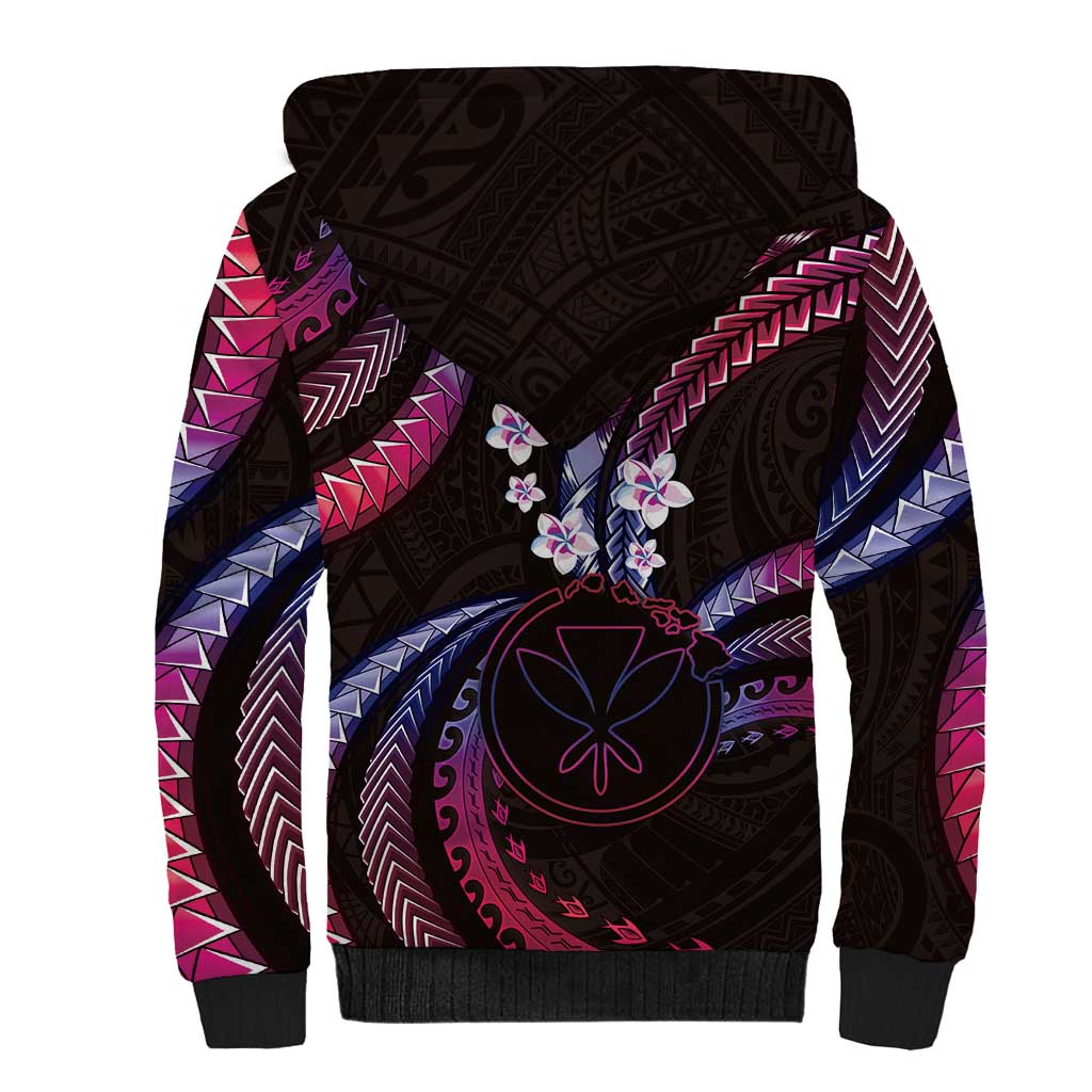 Hawaii Map Kanaka Maoli Sherpa Hoodie Fantastic Frangipani Sweet Dream LT01 - Polynesian Pride