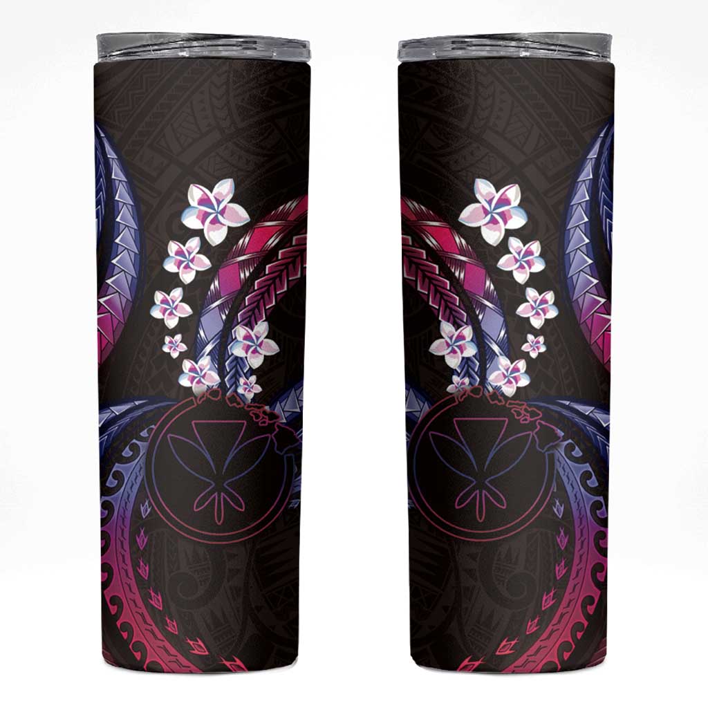 Hawaii Map Kanaka Maoli Skinny Tumbler Fantastic Frangipani Sweet Dream LT01 Pink - Polynesian Pride