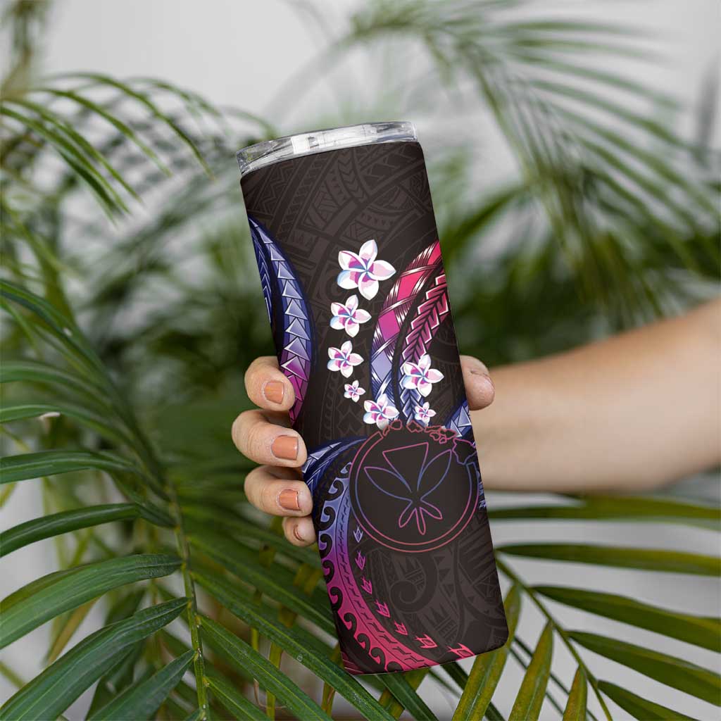 Hawaii Map Kanaka Maoli Skinny Tumbler Fantastic Frangipani Sweet Dream LT01 - Polynesian Pride