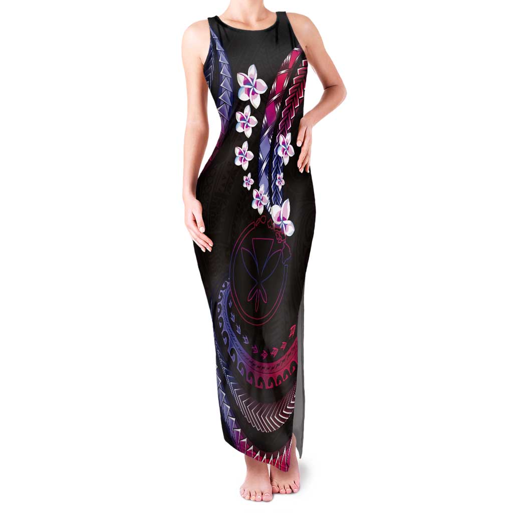 Hawaii Map Kanaka Maoli Tank Maxi Dress Fantastic Frangipani Sweet Dream LT01 Women Pink - Polynesian Pride