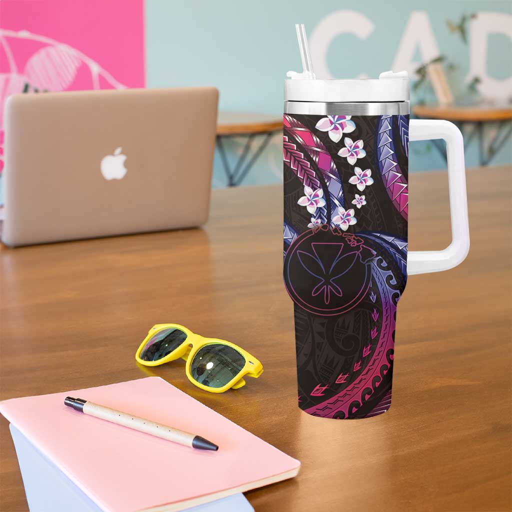 Hawaii Map Kanaka Maoli Tumbler With Handle Fantastic Frangipani Sweet Dream