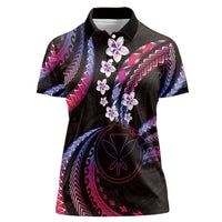 Hawaii Map Kanaka Maoli Women Polo Shirt Fantastic Frangipani Sweet Dream LT01 Female Pink - Polynesian Pride