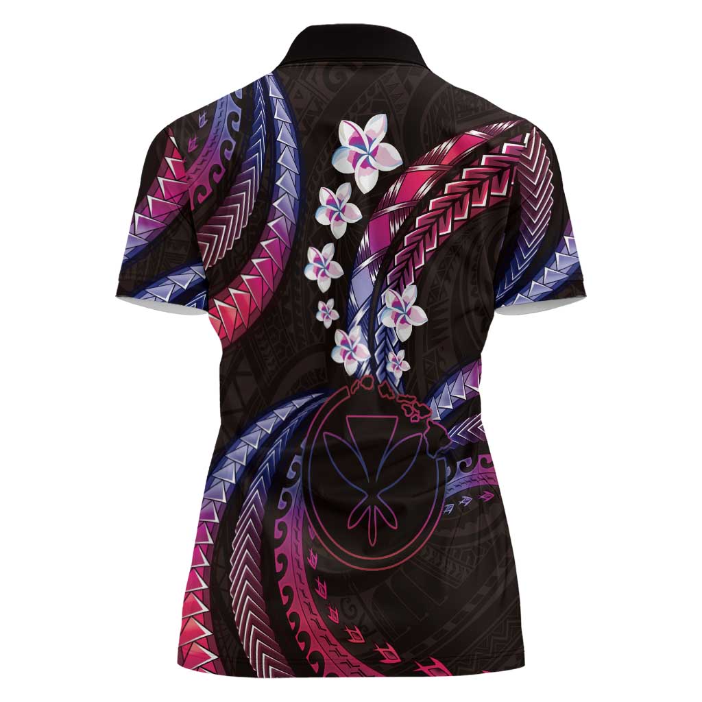 Hawaii Map Kanaka Maoli Women Polo Shirt Fantastic Frangipani Sweet Dream LT01 - Polynesian Pride