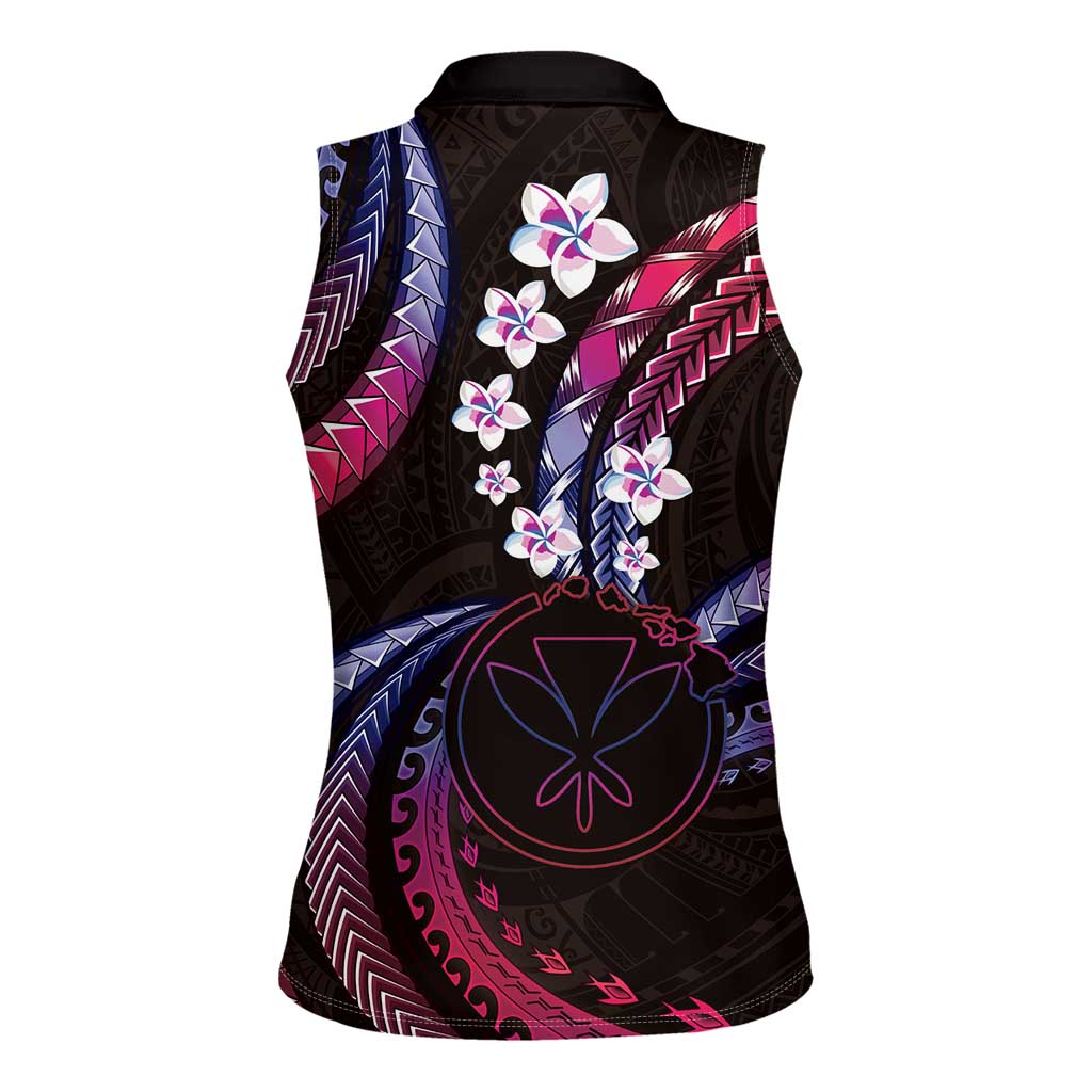 Hawaii Map Kanaka Maoli Women Sleeveless Polo Shirt Fantastic Frangipani Sweet Dream LT01 - Polynesian Pride