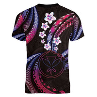 Hawaii Map Kanaka Maoli Women V-Neck T-Shirt Fantastic Frangipani Sweet Dream LT01 - Polynesian Pride