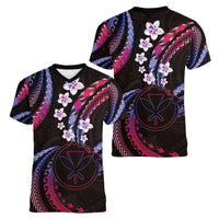 Hawaii Map Kanaka Maoli Women V-Neck T-Shirt Fantastic Frangipani Sweet Dream LT01 - Polynesian Pride