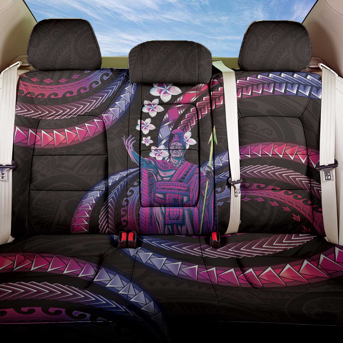 Hawaii King Kamehameha Back Car Seat Cover Fantastic Plumeria Sweet Vibes LT01 One Size Pink - Polynesian Pride