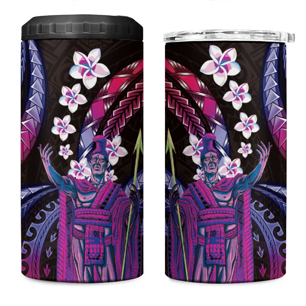 Hawaii King Kamehameha 4 in 1 Can Cooler Tumbler Fantastic Plumeria Sweet Vibes LT01 One Size: 16 oz Pink - Polynesian Pride