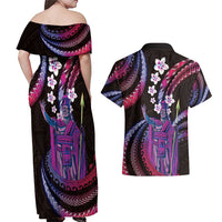 Hawaii King Kamehameha Couples Matching Off Shoulder Maxi Dress and Hawaiian Shirt Fantastic Plumeria Sweet Vibes LT01 - Polynesian Pride